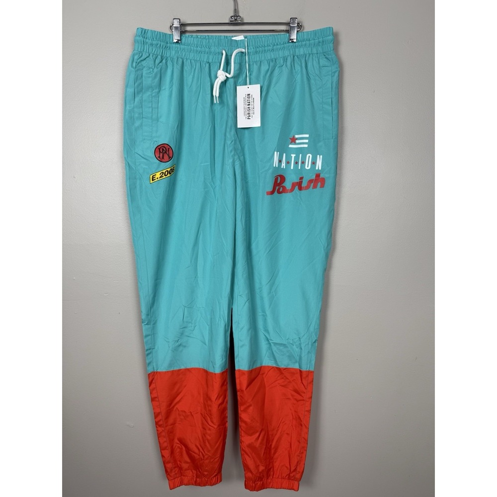 NWT Parish Nation Jogging Track Pants Teal Orange Men's Size XL Jogger Active‎